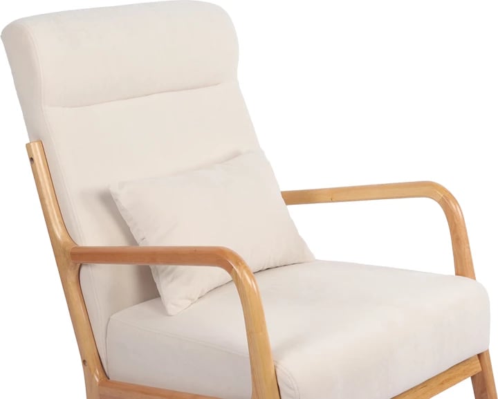 Karrige lëkundëse Edeldy, material krem, këmbë ngjyrë natyrale, 102x66x99cm