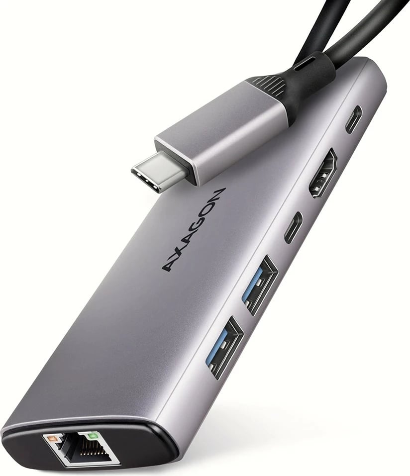 Hub USB-C AXAGON HMC-6G2L 6-në-1, 10Gbps, HDMI 4K/60Hz, PD 100W, Gri