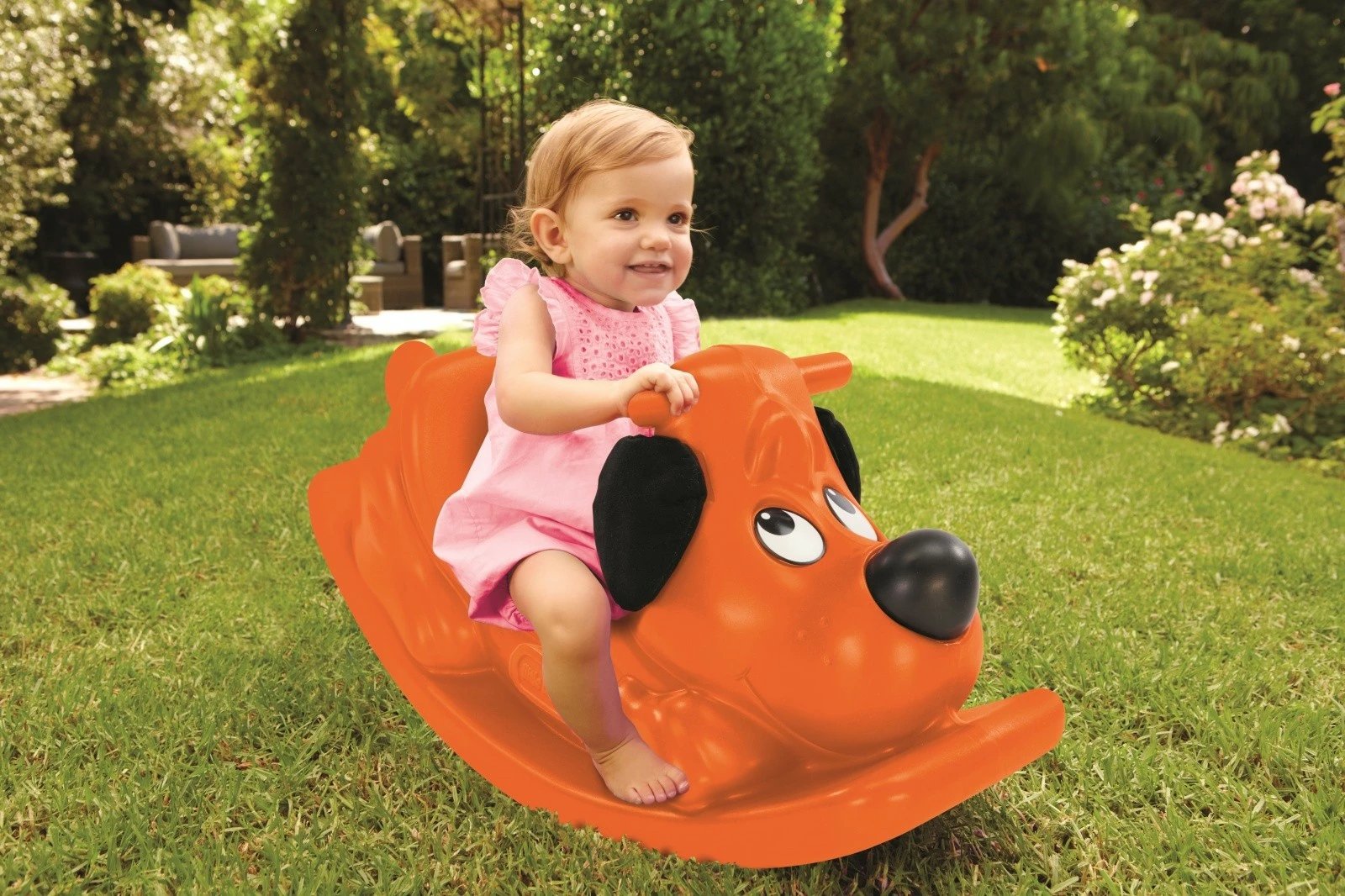 Lodër lëkundëse Little Tikes Rockin' Puppy, portokalli