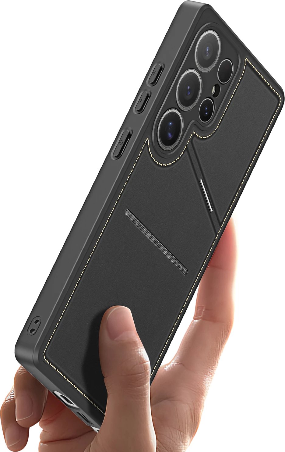 Mbështjellës Dux Ducis Rafi II për Samsung Galaxy S25 Ultra, me stand dhe xhepa për kartela, i zi Mbështjellës Dux Ducis Rafi II për Samsung Galaxy S25 Ultra, me stand dhe xhepa për kartela, i zi