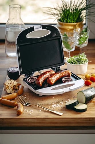 Grill elektrik Adler AD 3072, pllakë 20x11 cm, 700W (1200W max), kabllo 70 cm, i bardhë