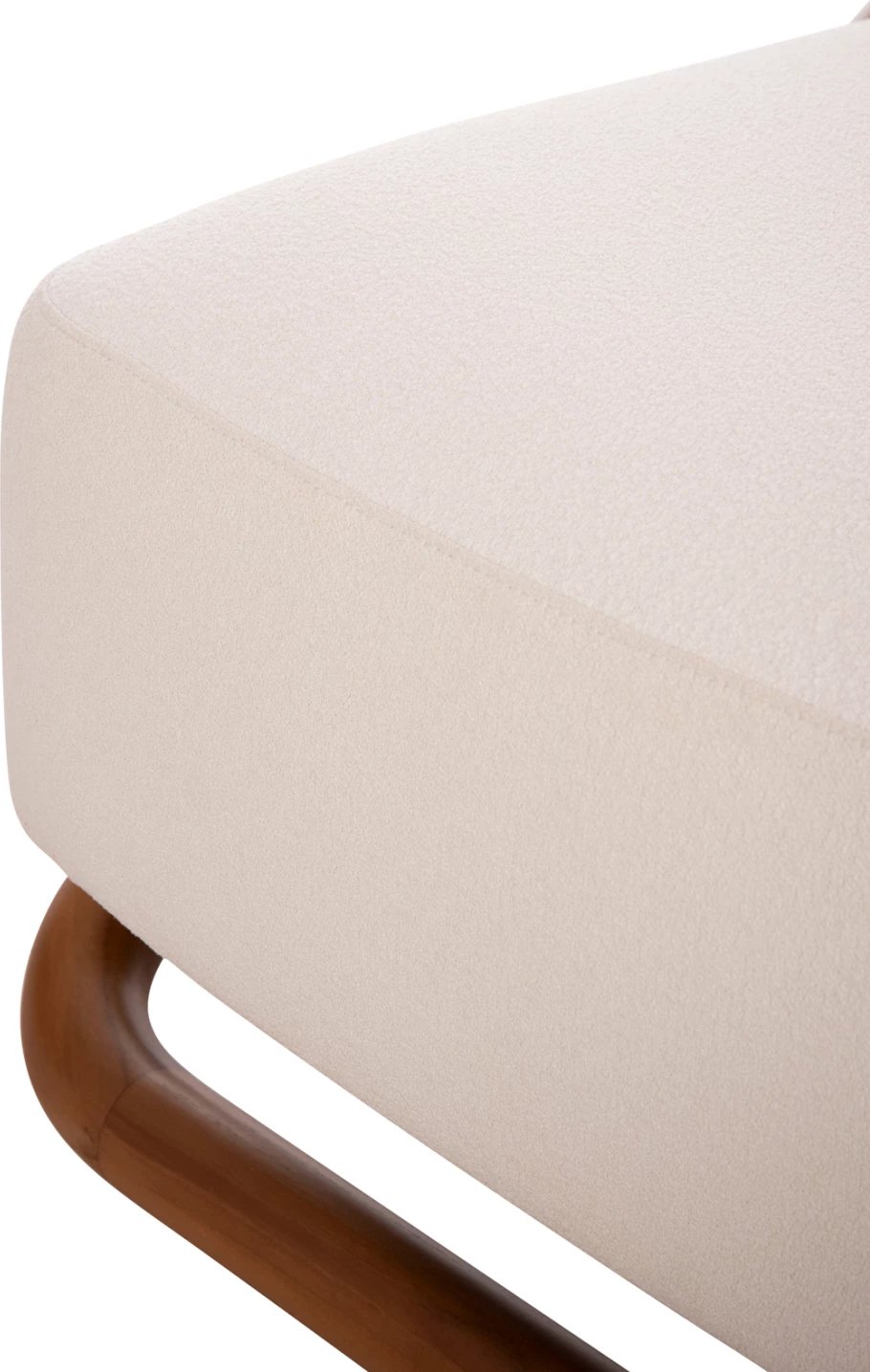 Karrige lounge Ramrod, dru tik natyral, boucle krem e bardhë, 75x87x79cm