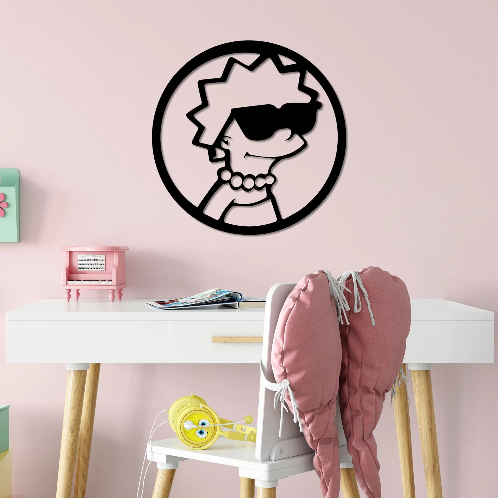 Aksesor metalik dekorativ për mur, Wallity Sımpson 5, ngjyrë e zezë, 33x33cm