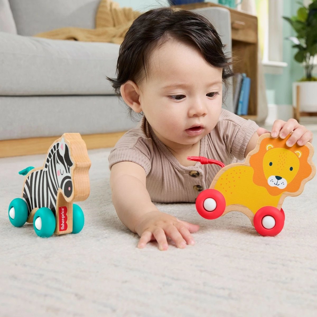 Set lodrash druri Fisher-Price JFN19, kafshë me rrota, multikolor, 2 copë