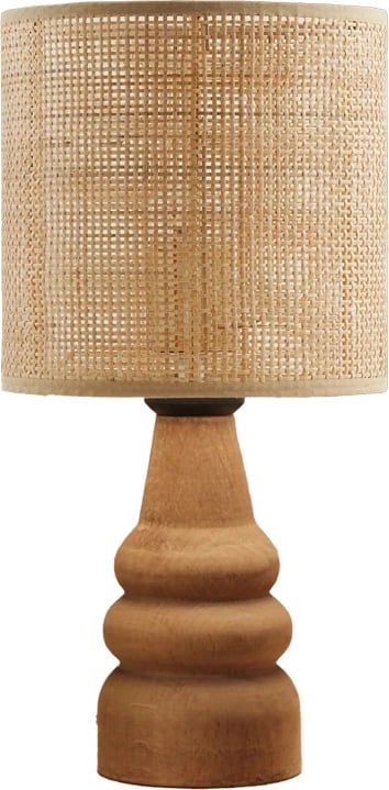 Llambë tavoline Salpe dru ahu dhe PE rattan ngjyrë natyrale D15x32cm
