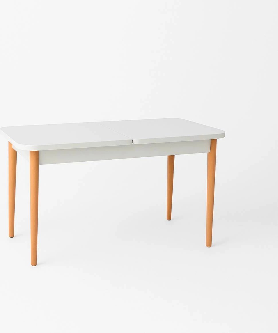 Tavolinë me karrige, zgjatshme, 5 copë, Skye Decor, ngjyrë dru e bardhë, lis