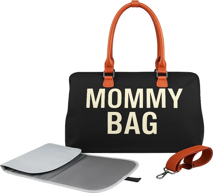 Çantë për mami, BABY MIX, Mommy Bag, 29 x 43 x 22 cm, me dyshek palosës për ndërrim, me rrip shpatulle, e zezë