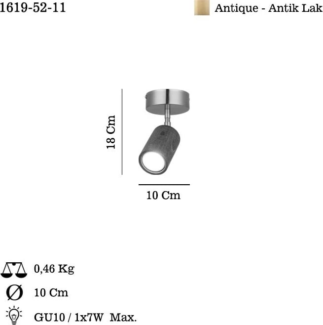 Llambë tavani Opviq, Legno - 52-11, metal, ngjyrë llak antik