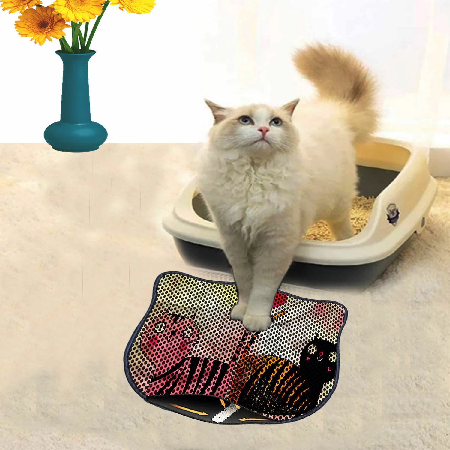 Tapet për rërë mace, shumëngjyrësh, Paws & Whiskers, Kdkafa0015, 40x50cm