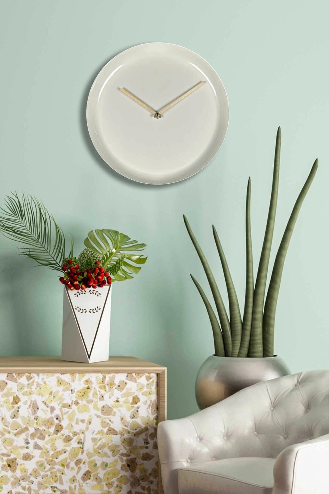 Orë muri dekorative prej metali, Wallity, krem, 30x30cm