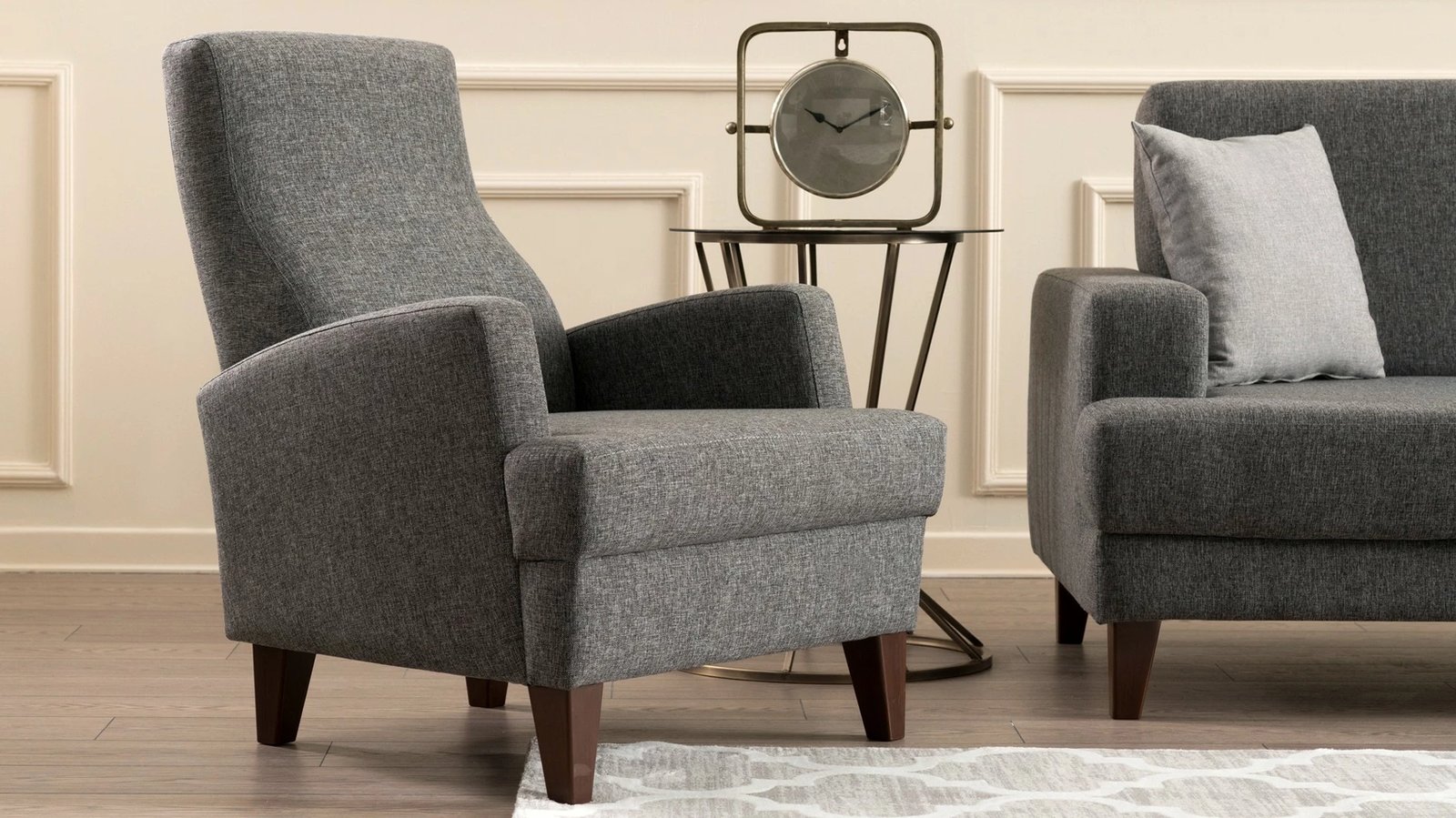Karrige bergere Wing, ngjyrë gri e errët, Atelier del Sofa