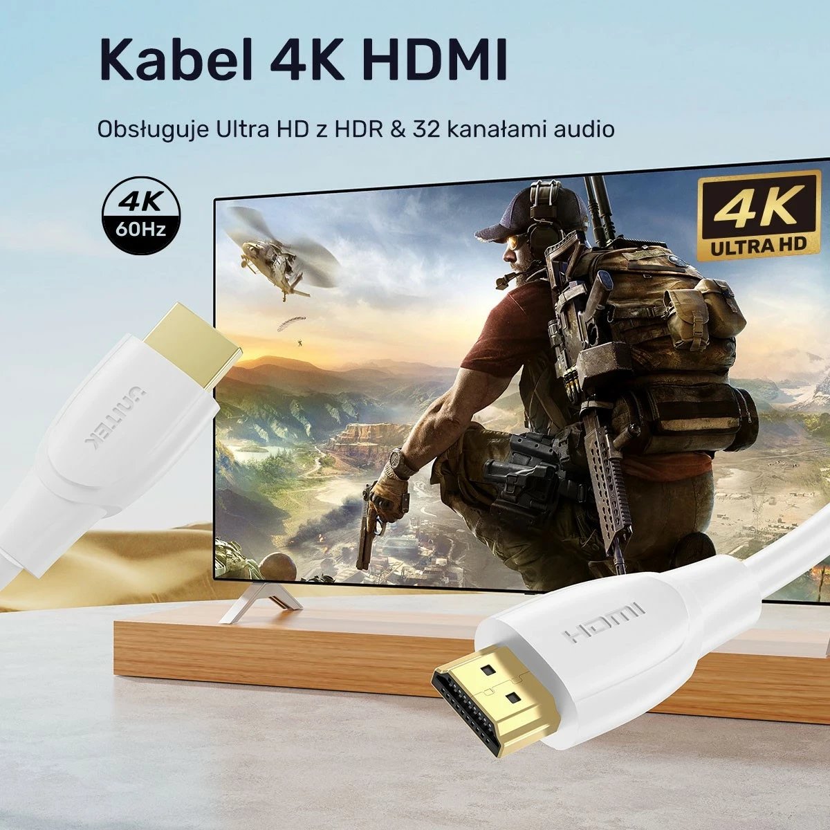 Kabëll HDMI Unitek 2.0 4K 7m i bardhë