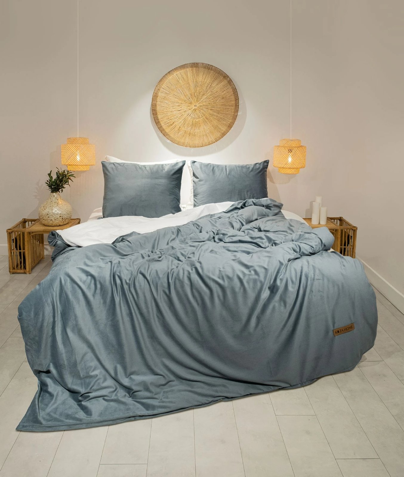 Set mbulesë për jorgan dopio, Linda, ngjyrë kaltër e errët