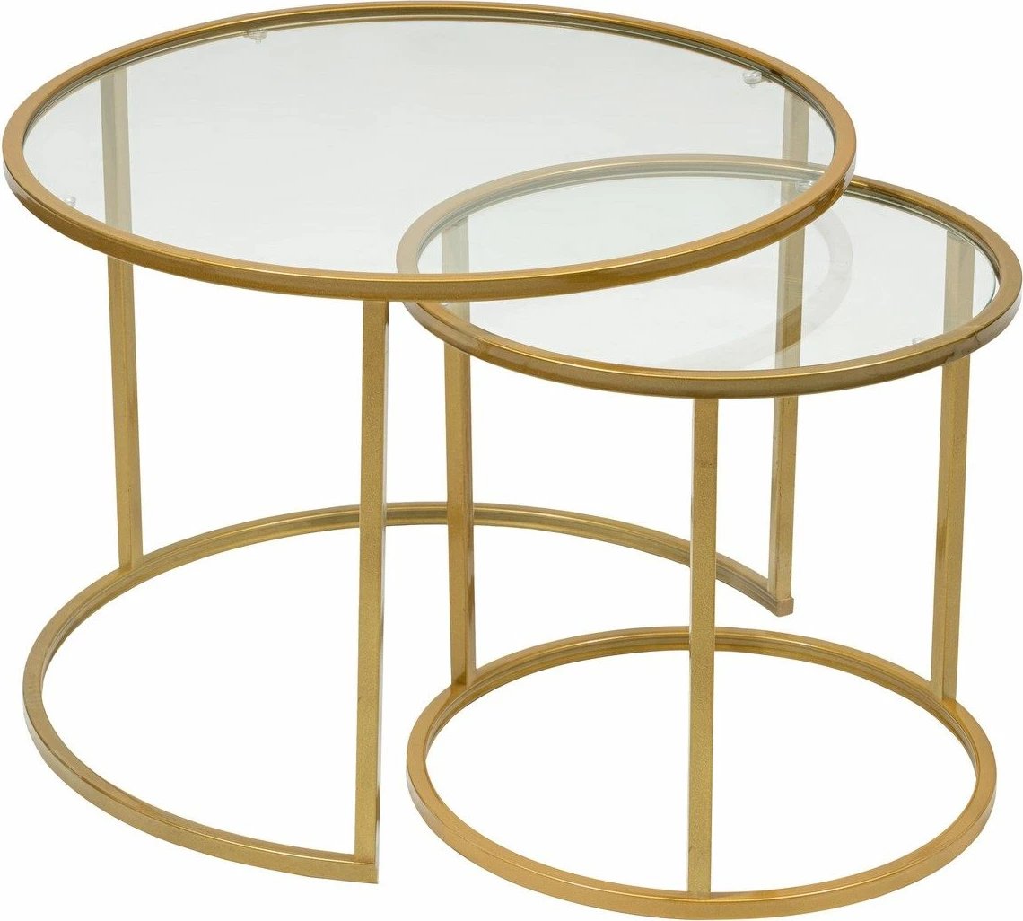 Set tavolinash kafeje Hanah Home, Belarus 60, ngjyrë ari, transparente