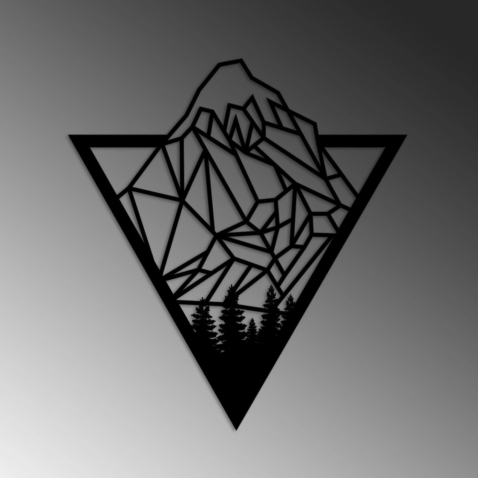 Aksesor dekorativ metalik për mur, Wallity Mont Blanc, ngjyrë e zezë, 55x50cm