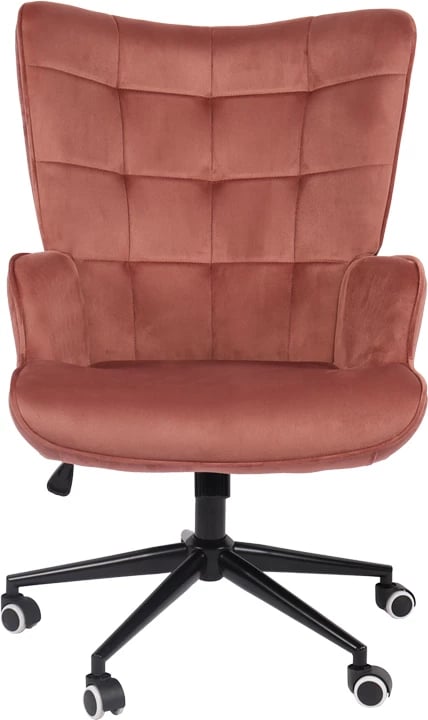 Karrige rrotulluese Lobima, kadife ngjyrë mollë e kalbur, bazë e zezë, 71x68x104cm