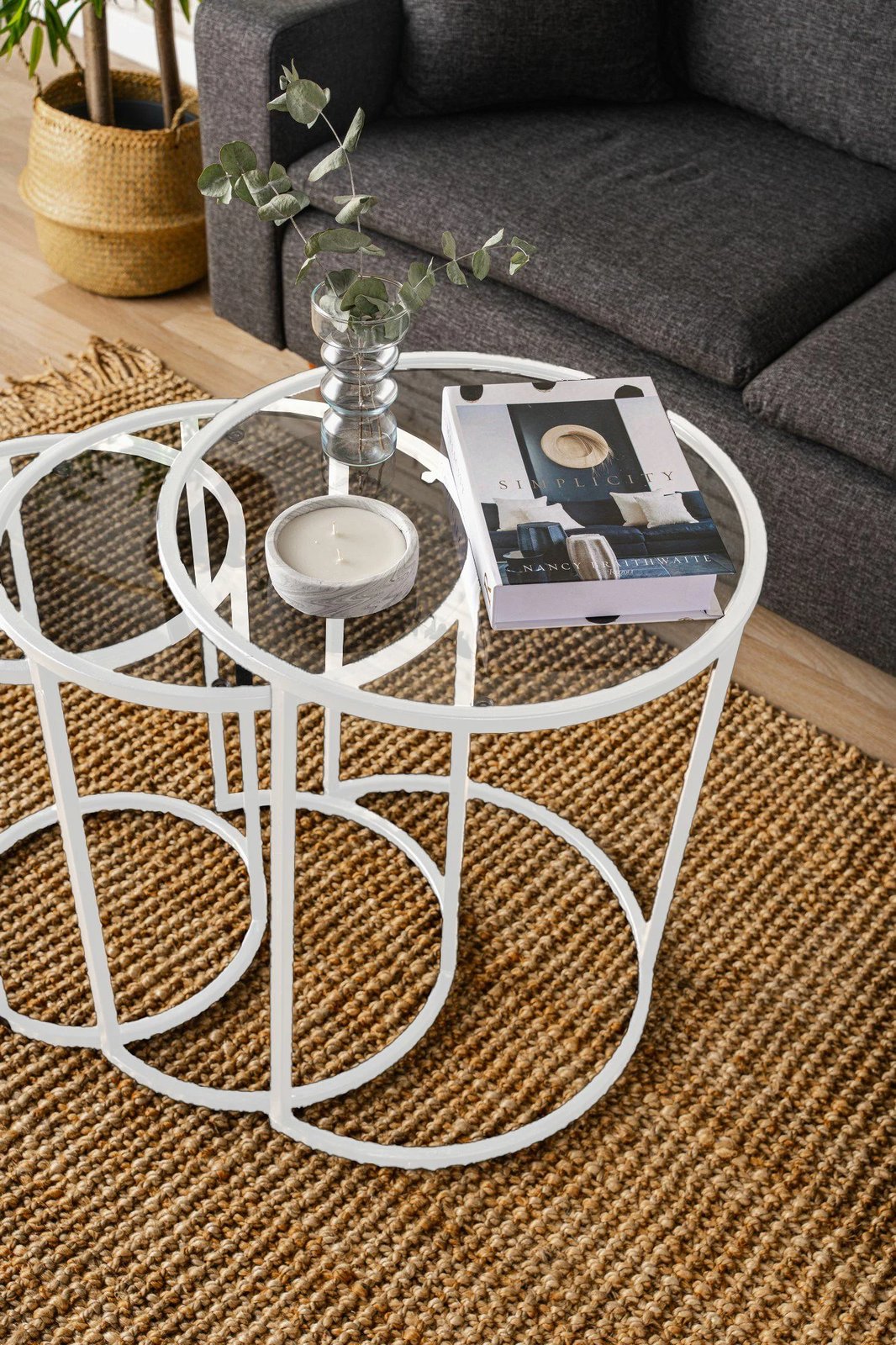 Set tavolinash të vendosshme (3 copë), Hanah Home Alya, e bardhë, transparente