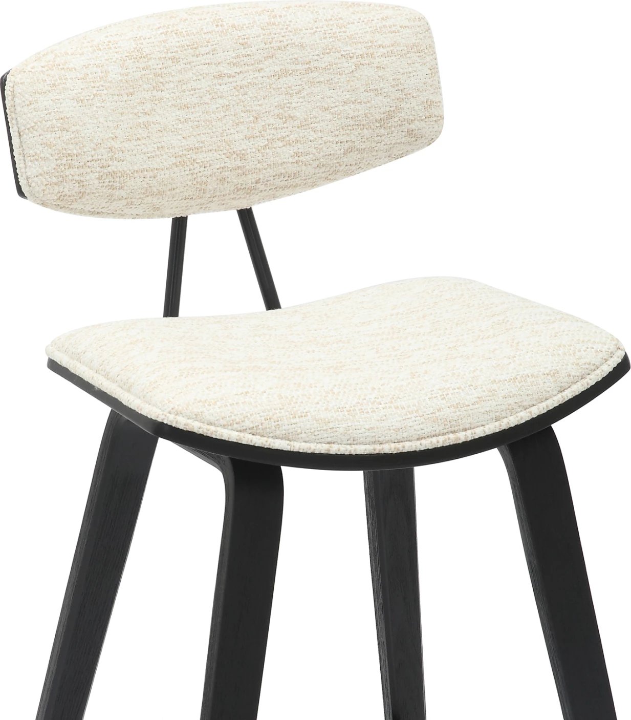 Karrige për bar, lartësi mesatare, INOVER FH9984.02, metal & dru, pëlhurë ecru, 50,5x49x90H cm, set prej 2 copë