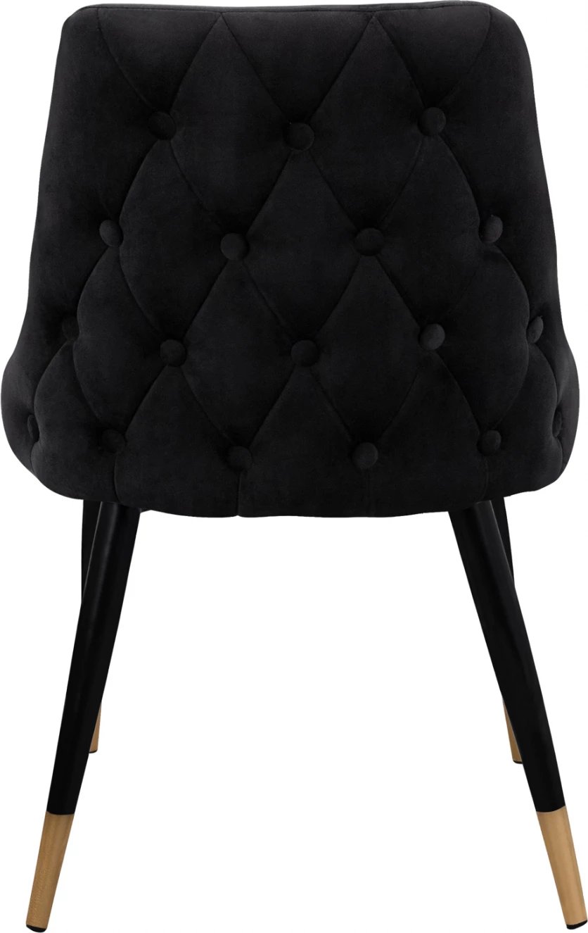 Karrige ngrënieje Serenity FH8527.04 kadife e zezë me kornizë metalike 52x61x83cm, set prej 2 copë