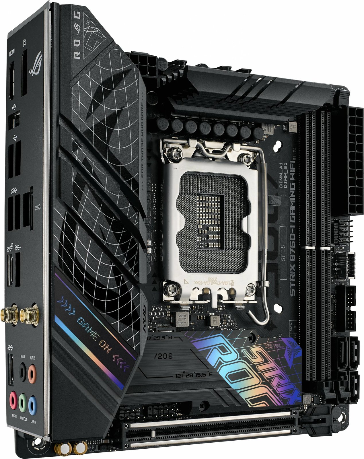 Pllakë amë ASUS ROG STRIX B760-I GAMING WIFI, Intel, LGA 1700, DDR5-SDRAM, 64 GB