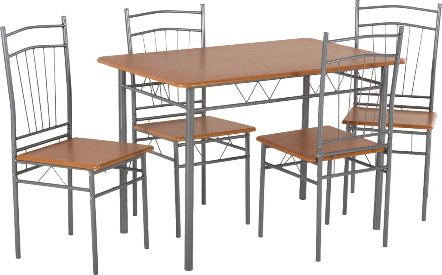 Set për darkë 5 pjesë PEARY FH9416.02, metalik argjendi-MDF, ngjyrë Sonama, 110x70x74H cm