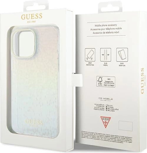 Mbështjellës Guess IML Faceted Mirror Disco Iridescent për iPhone 13 Pro / 13, Multikolor