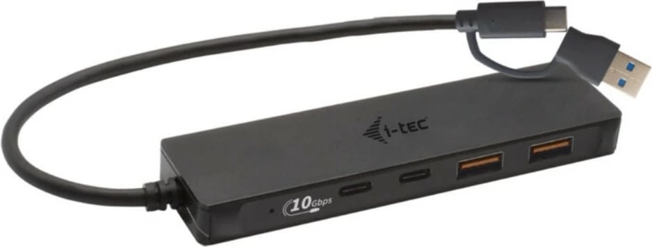 Hub USB i-tec C31HUBMETAL2A2C, 2x USB 3.0, 2x USB-C, 10 Gbps, Metal, Zi