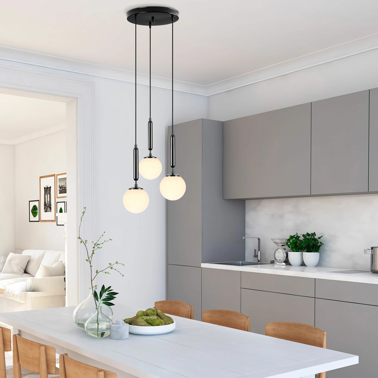 Llambë tavani Opviq King, e zezë dhe e bardhë, 34x34x134cm