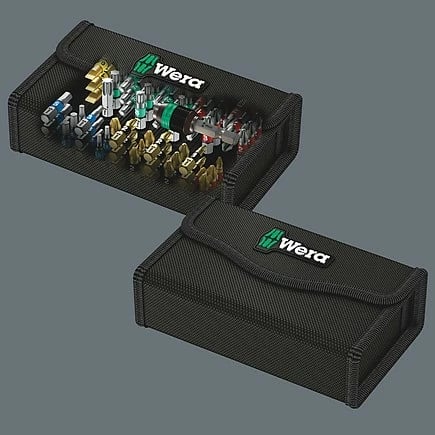 Set bitash Wera 61 copë, me adapter, mbajtës bitash, kuti tekstili