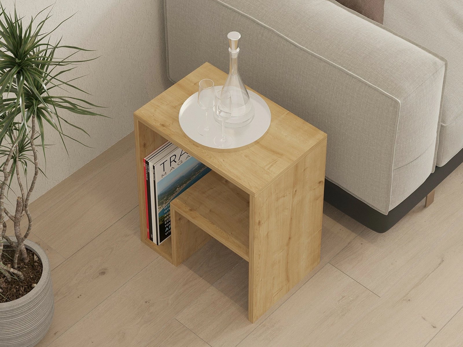 Tavolinë anësore, ngjyrë lisi safir, Yepa