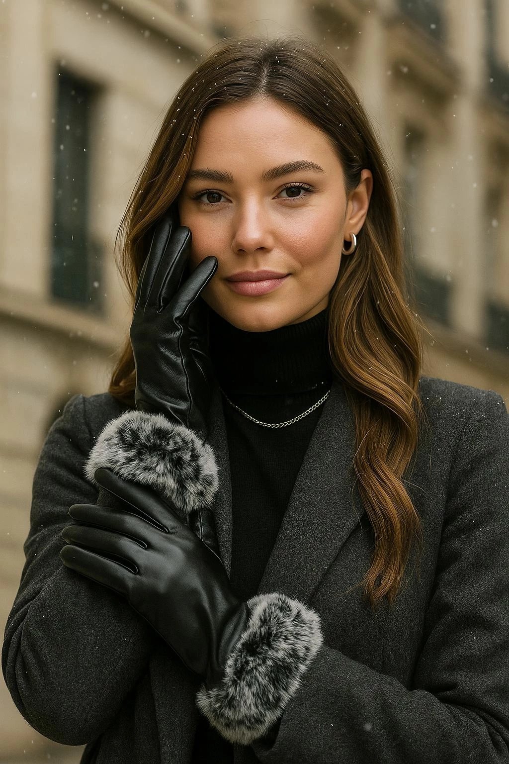 Doreza për gra, lëkurë PU, ngjyrë e zezë, Jumeon Eld19