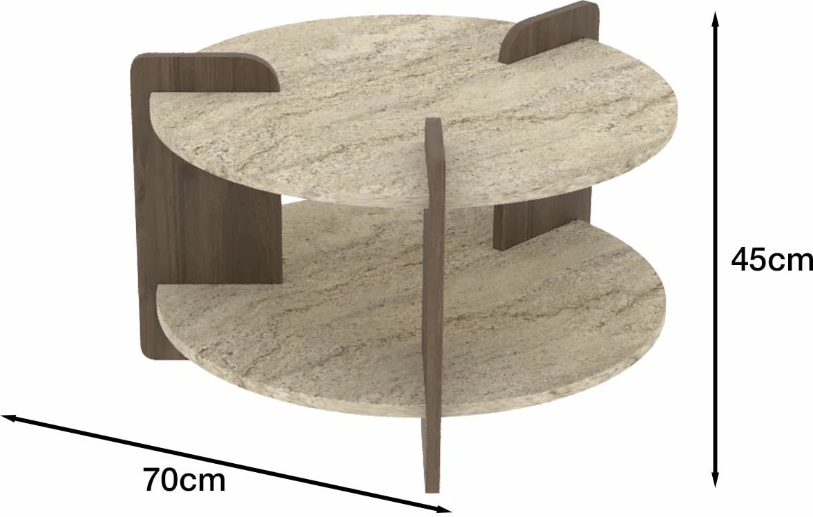 Tavolinë kafeje Skye Decor, Oalla - ngjyrë arre, travertin