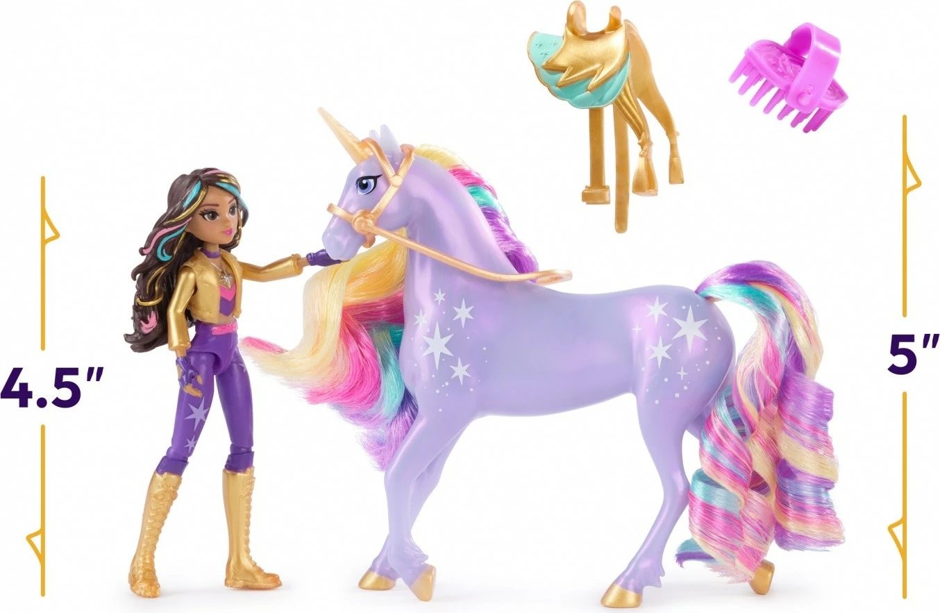Set lodrash Unicorn Academy Spin Master Sophia dhe Star, 11 cm + 13 cm, shumëngjyrëshe