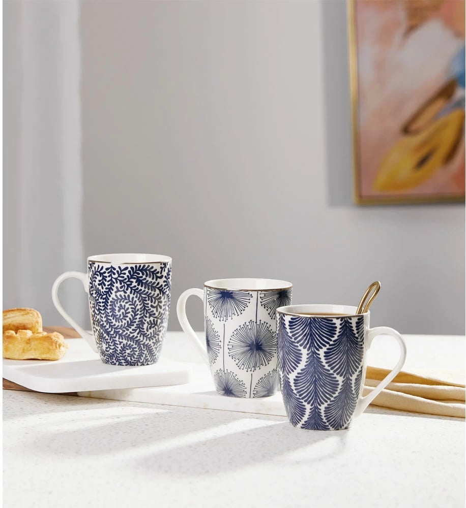 Filxhan Fleur, porcelan i bardhë, detaje blu e ar, 8x8x11cm Filxhan Fleur, porcelan i bardhë, detaje blu e ar, 8x8x11cm