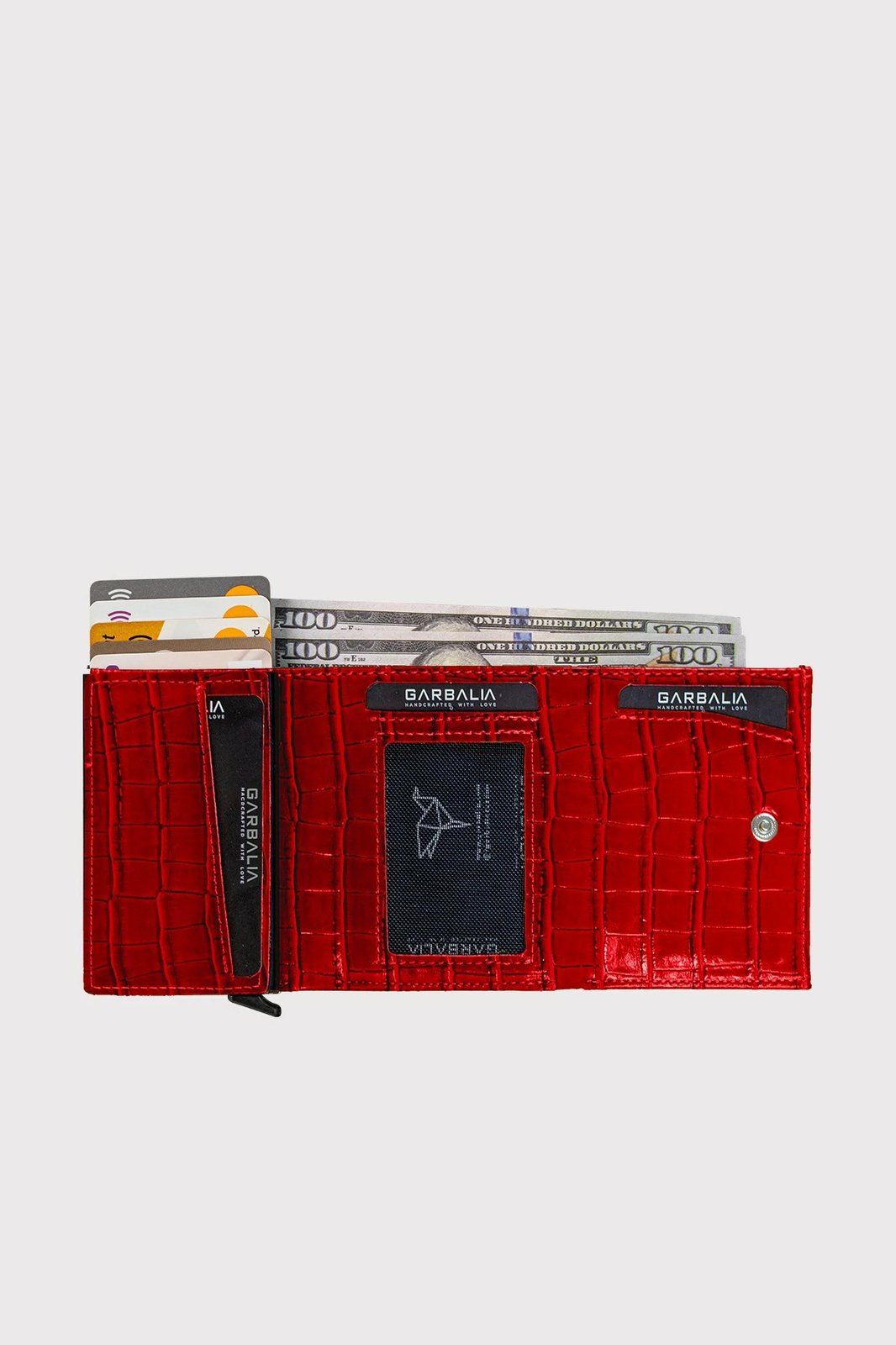 Portofol uniseks, ngjyrë e kuqe, Malta Croco