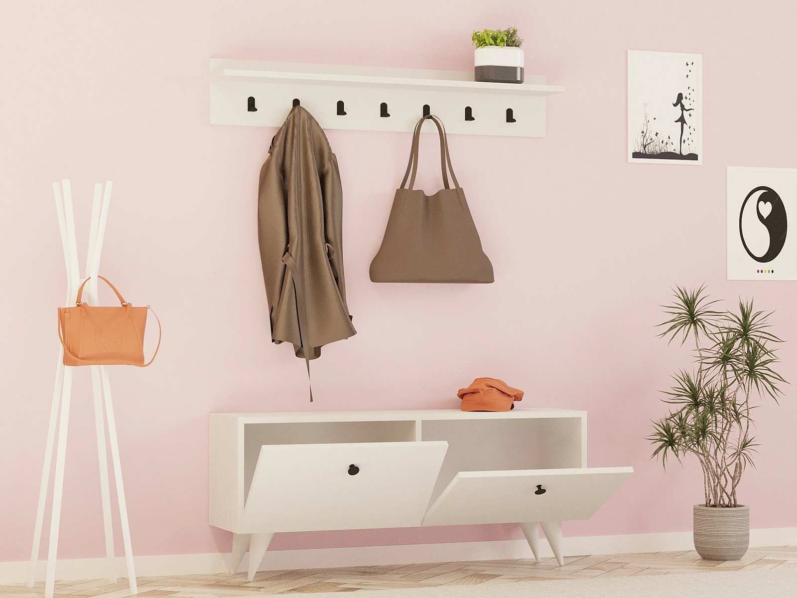 Stendë për korridor Hanah Home, Rupa, e bardhë