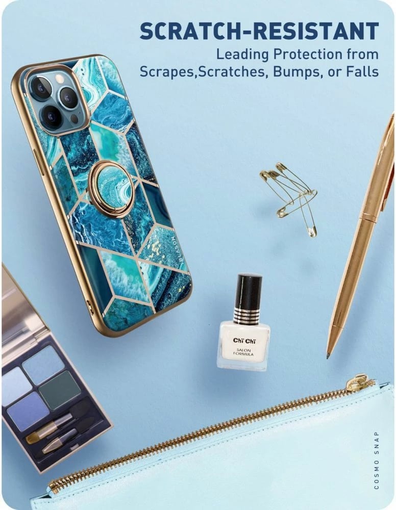 Mbështjellës Supcase Cosmo Snap për iPhone 13 Pro, me unazë, Kaltër