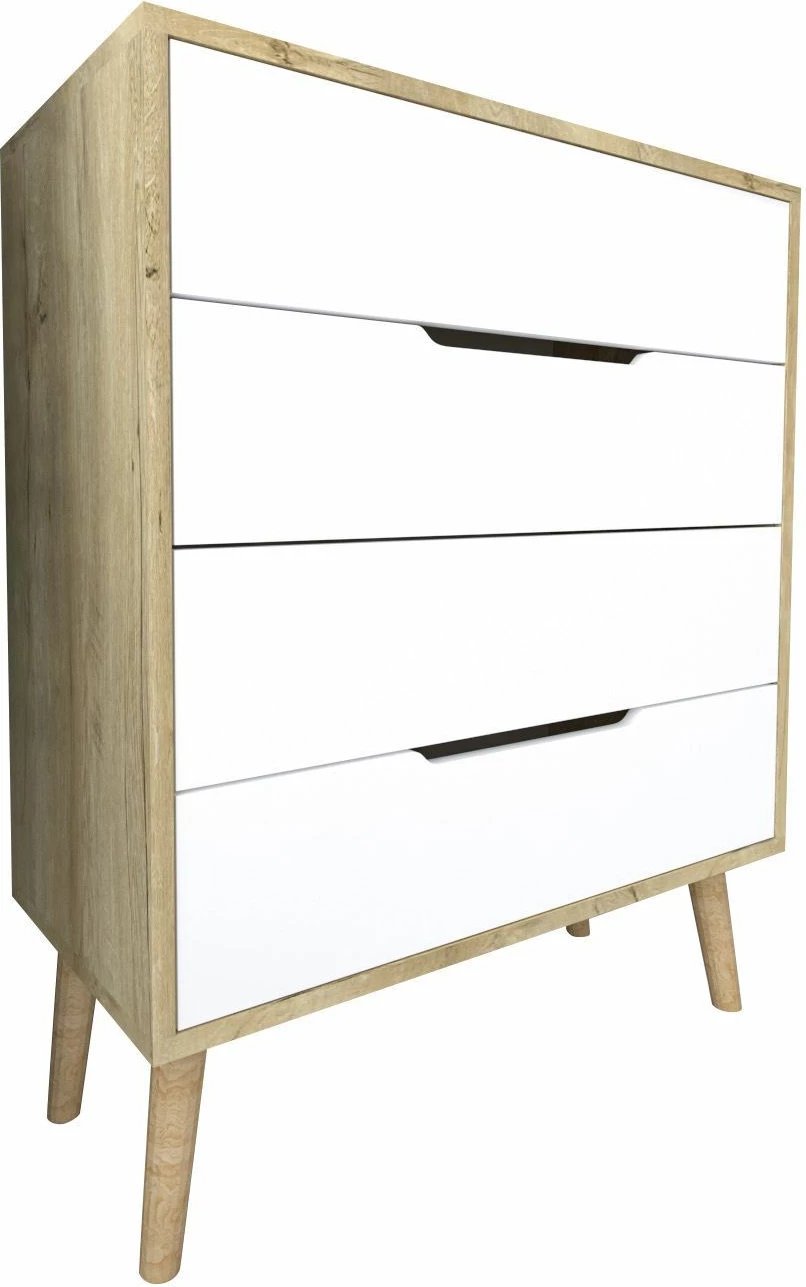 Komodë Skye Decor, ngjyrë lisi Sapphire, e bardhë