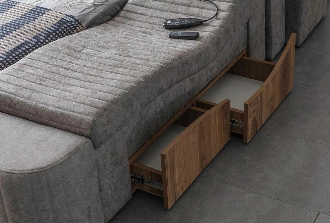 Krevat dopio me funksione smart, ngjyrë kafe, Skye Decor, Sunshine Smart