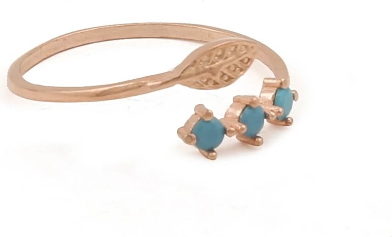 Unazë argjendi, ngjyrë rozë ari dhe turkuaz, Jumeon, 9946TURKUAZ