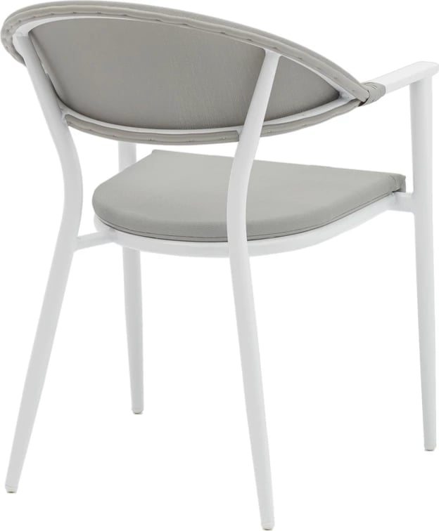 Tavolinë me karrige Kliton-Pino set prej 7 copash, alumini, ngjyrë e bardhë, 150x80x74cm