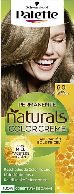 Ngjyrë për flokë Schwarzkopf Palette Naturals Color Creme 6.0 unisex bionde e errët