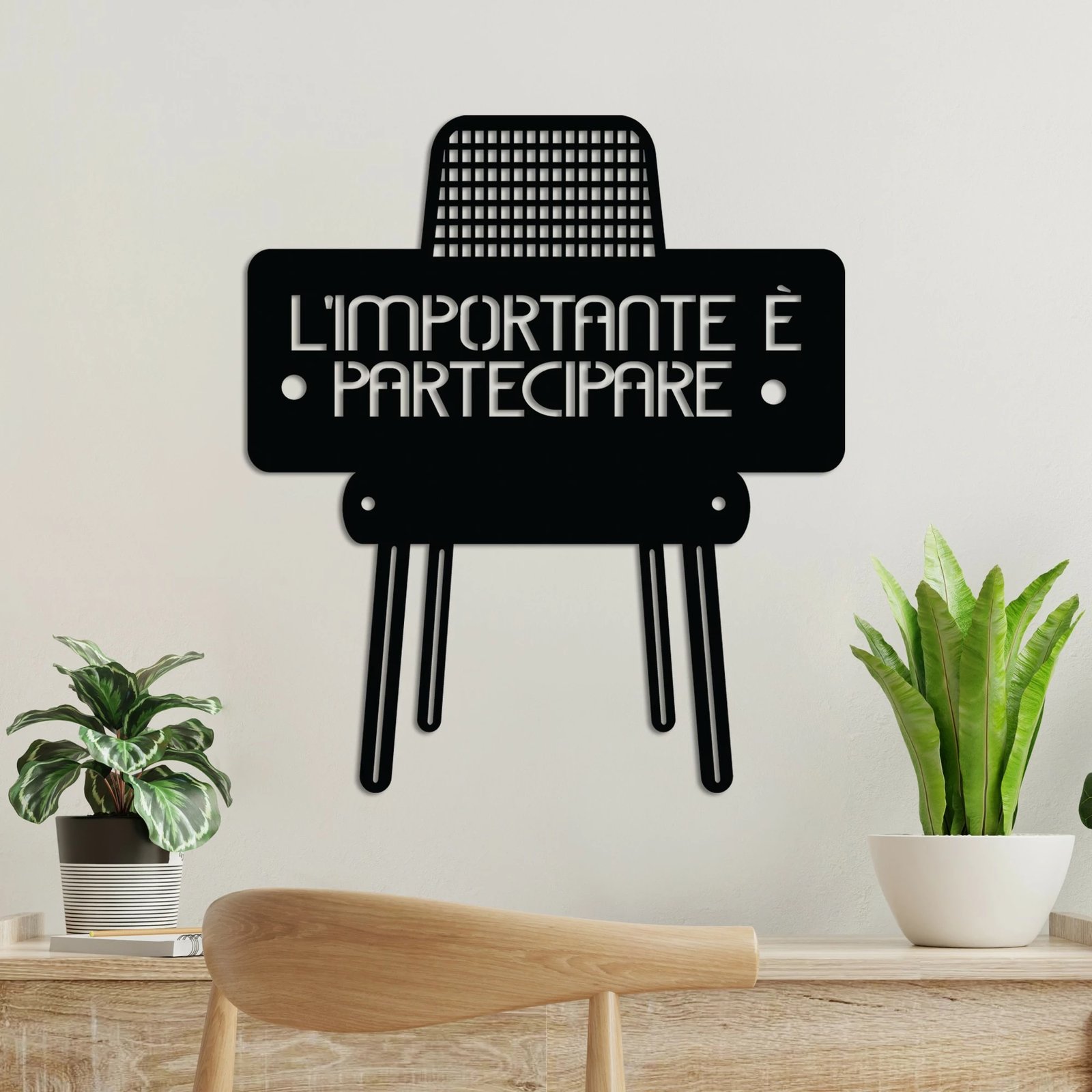 Aksesor dekorativ metalik për mur, Wallity, Limportante Partecipare 3, ngjyrë e zezë, 50x56cm