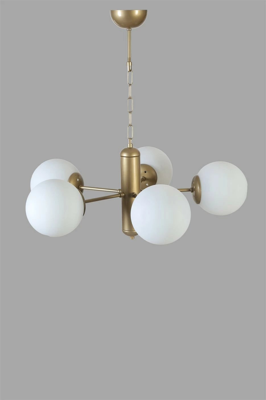 Llambë tavani Opviq Bankok, 5 drita, ngjyrë e bardhë dhe ari, xham