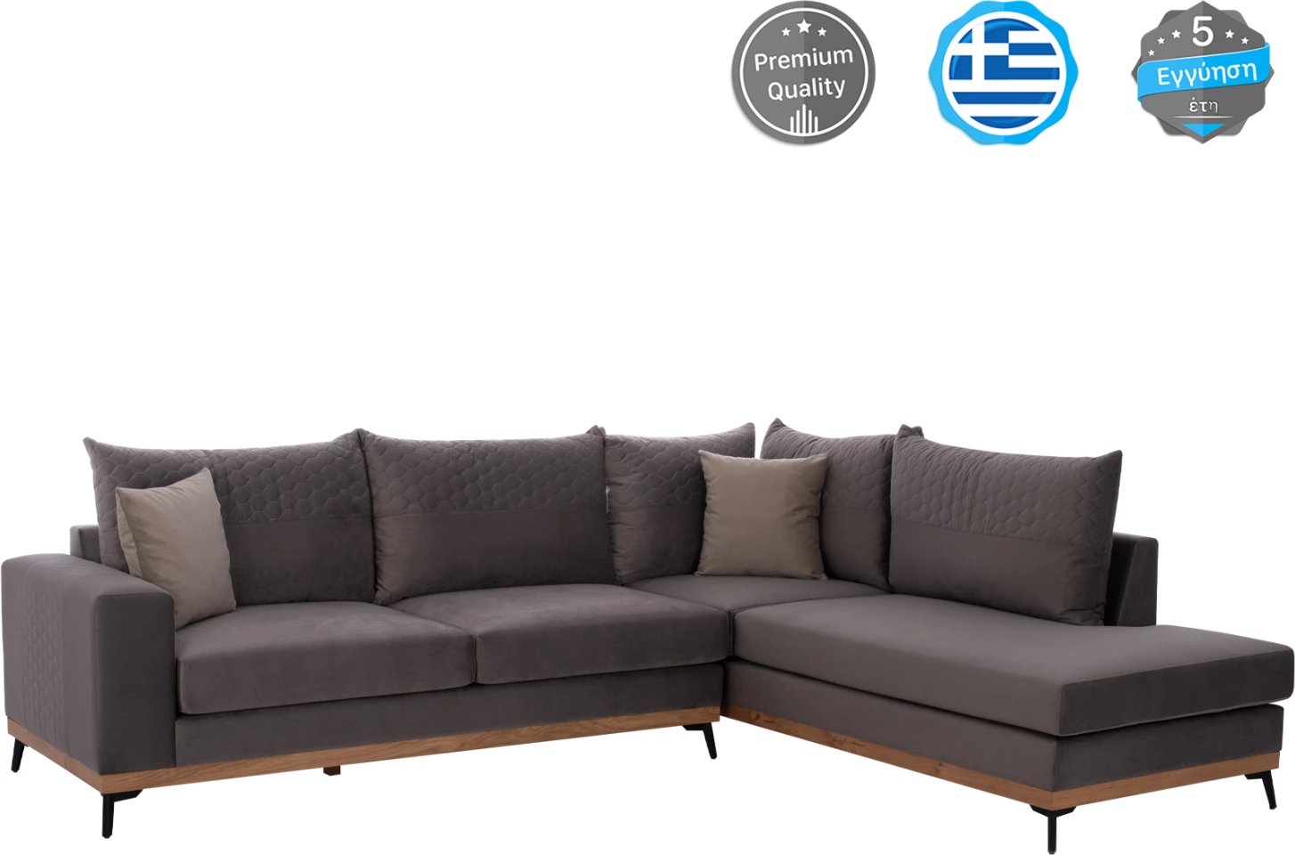 MESINA corner sofa, gray, high leg, 2pcs, right corner, stain-resistant and water-repellent fabric