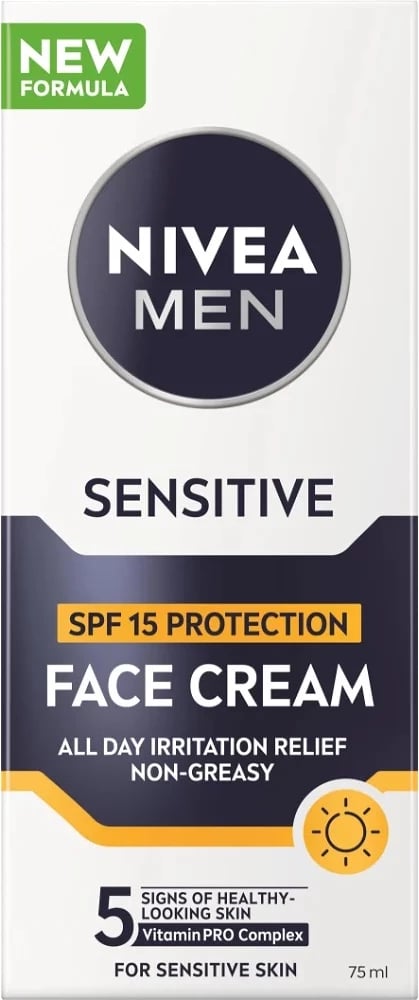 Krem fytyre për meshkuj Nivea Men Sensitive Protective Face Cream SPF15, 75ml