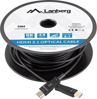 Kabllo HDMI Lanberg, M/M V2.1, 50M, 8K Optike AOC, e Zezë