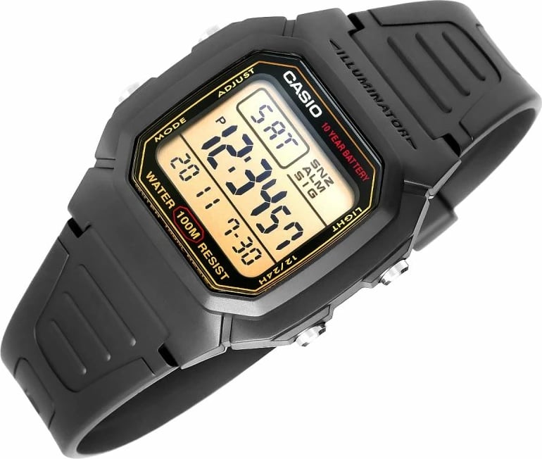 Orë dore për meshkuj Casio, e zezë