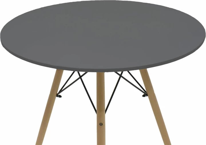 Tavolinë ngrënie Julita, sipërfaqe MDF, këmbë natyrale, e zezë, 80x73cm