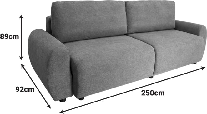 Krevat-kanape treshe Hungie, material stof, ngjyrë bezhë, 250x92x89cm